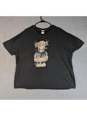 Y2K Anime Mens 3XL Gray Graphic T Shirt Manga Waifu Otaku Japanese Streetwear